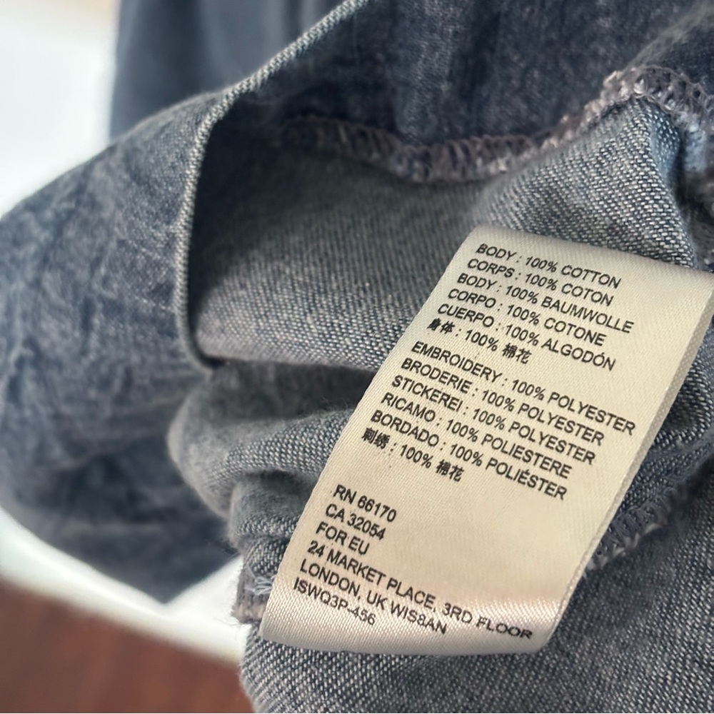 Free People Easy to Love Denim Mini Dress‎ Size L - Picture 5 of 7